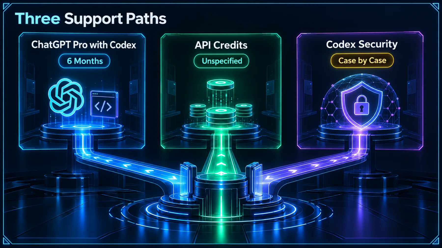 Three separate support routes with stated qualifiers.