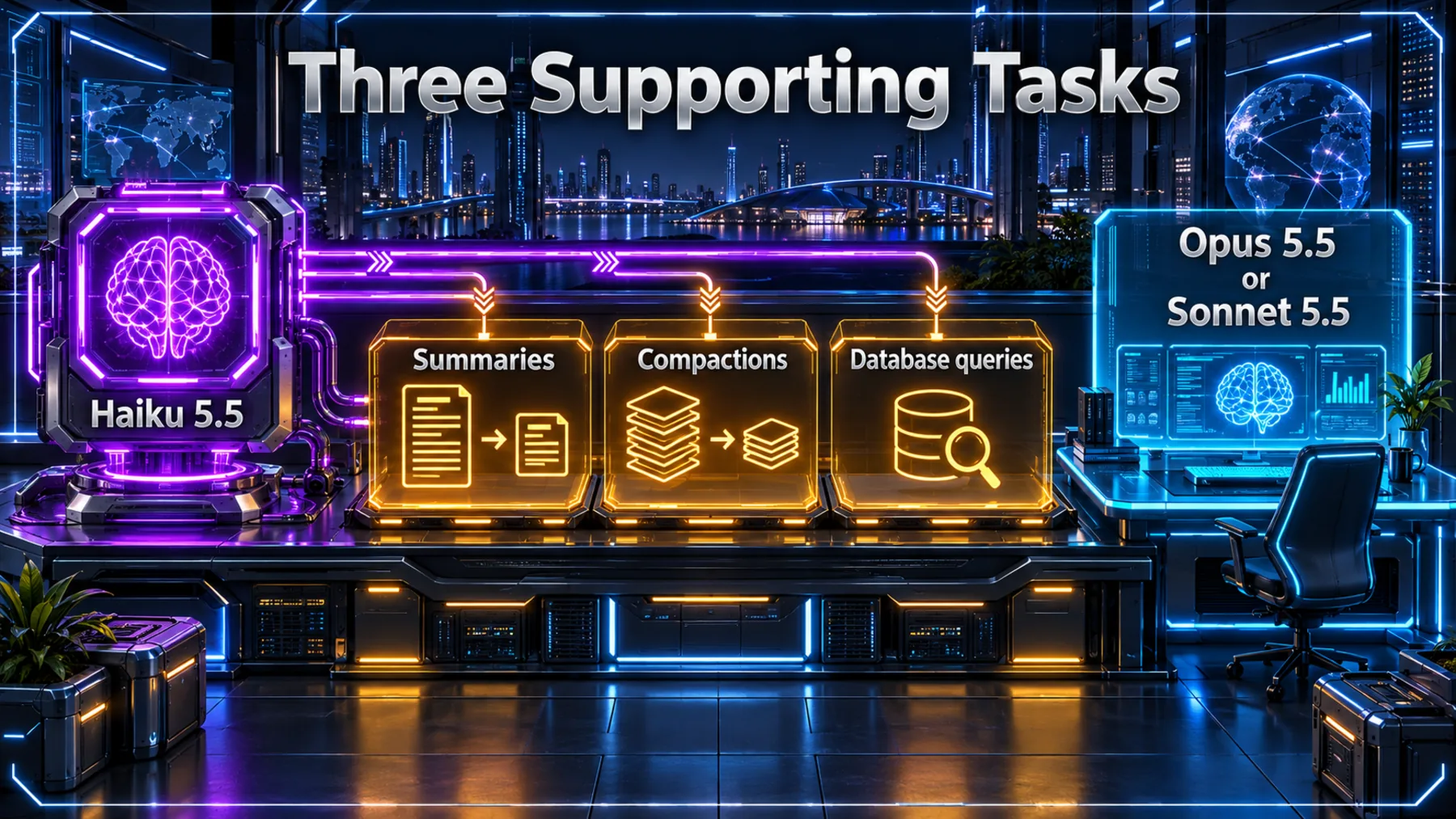 Haiku 5.5 supporting summaries, compactions and database queries alongside Opus 5.5 or Sonnet 5.5.