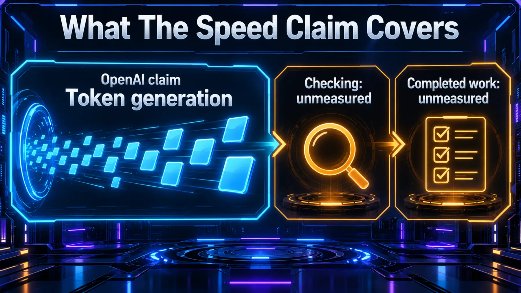 OpenAI token-generation claim separated from unmeasured checking and completed-work time.